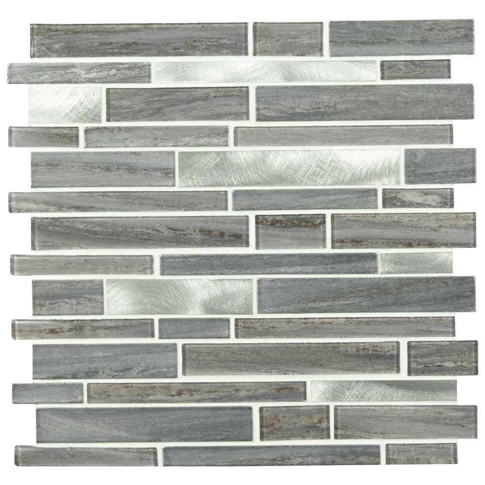 MSI Bimini Interlocking Metal and Glass Blend Mosaic Tile 12"x12"