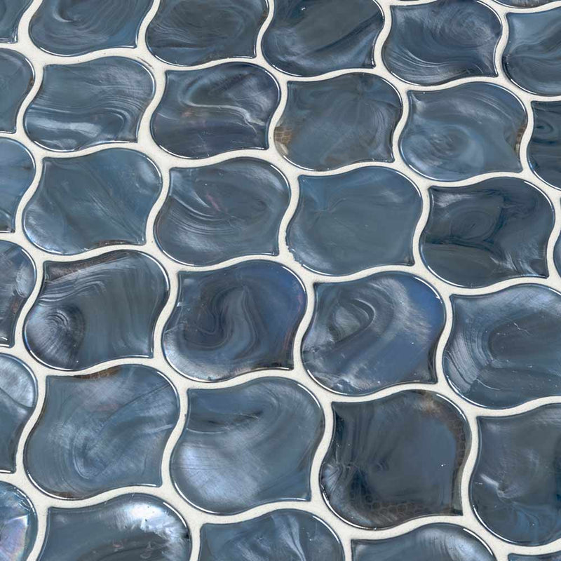 MSI Blue Shimmer Arabesque Glass Mosaic Tile 10"x10.20"