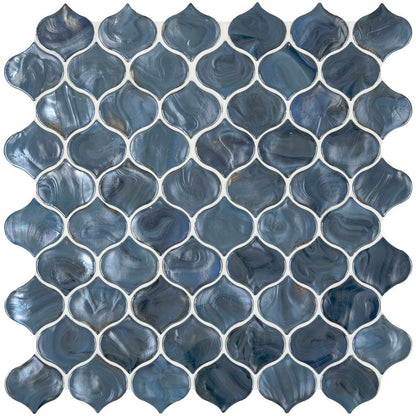 MSI Blue Shimmer Arabesque Glass Mosaic Tile 10"x10.20"