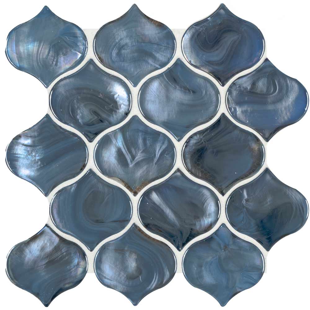 MSI Blue Shimmer Arabesque Glass Mosaic Tile 10"x10.20"