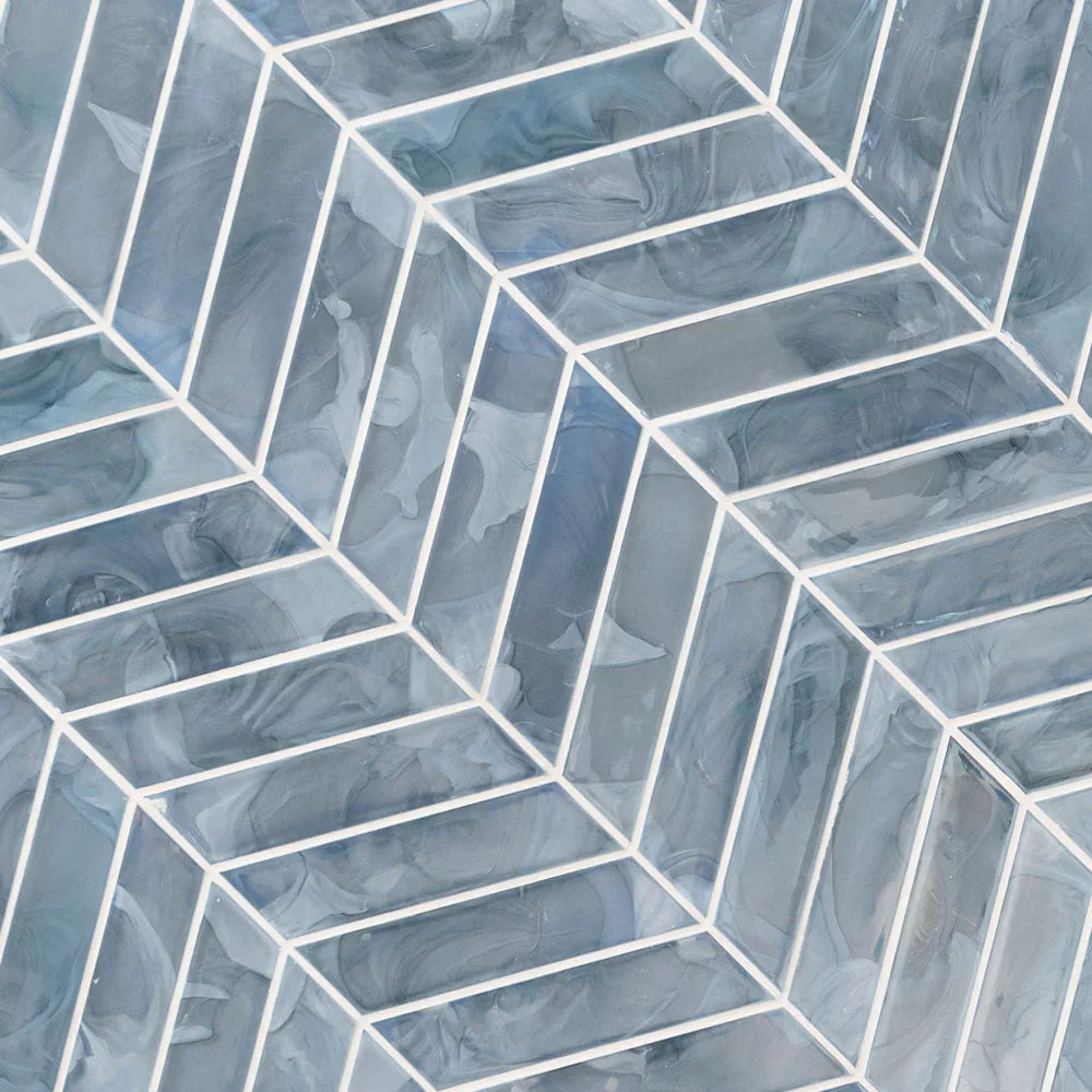 MSI Blue Shimmer Chevron Glass Mosaic Tile 9.95"x11.85"