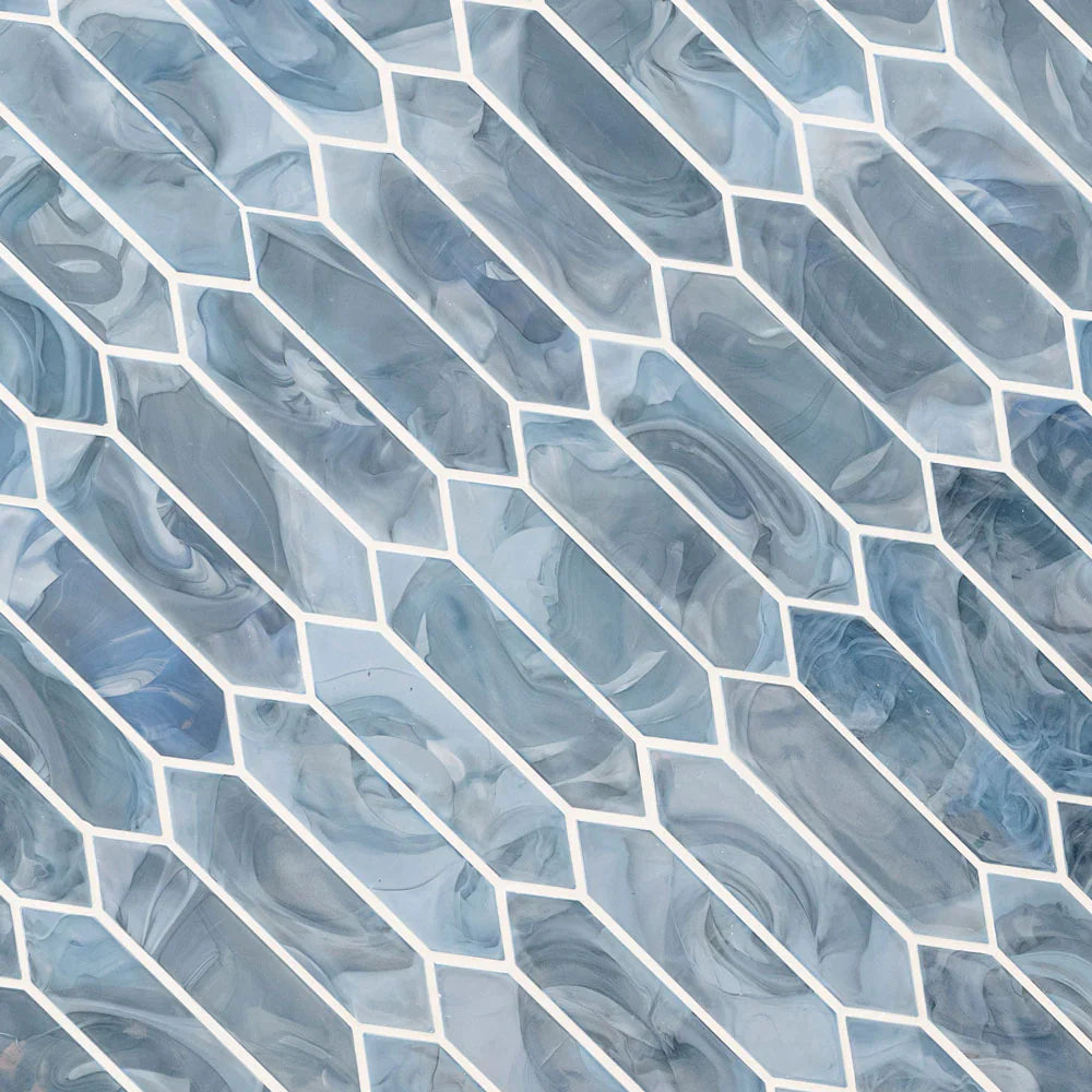 MSI Blue Shimmer Picket Glass Mosaic Tile 10"x13.30"