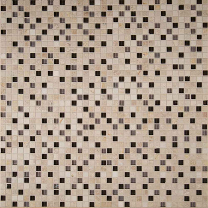 MSI Cafe Noce Stone and Glass Blend Mosaic Tile 5/8"x5/8"