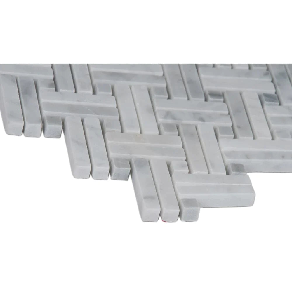 MSI Carrara White Basketweave Polished Marble Mosaic Tile 12.2"x12.2"