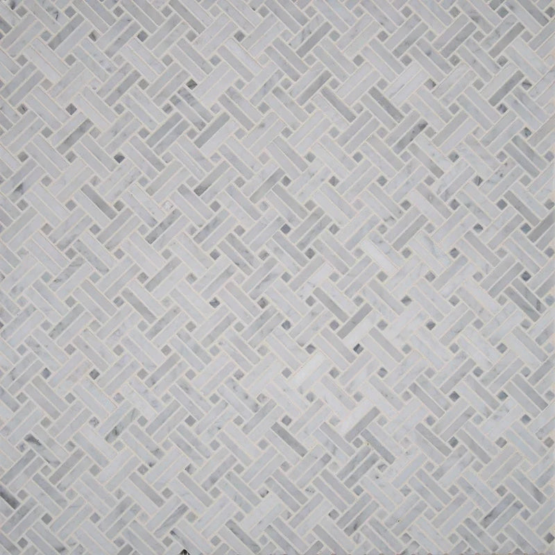 MSI Carrara White Basketweave Polished Marble Mosaic Tile 12.2"x12.2"