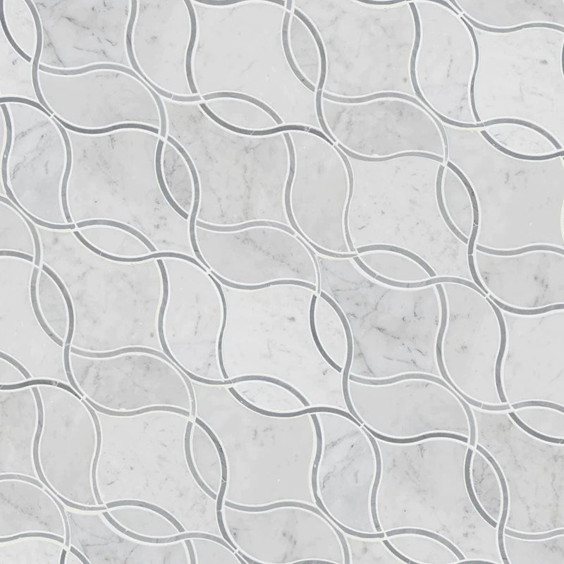 MSI Carrara White Elipsis Polished Marble Mosaic Tile 8.66"x11.63"