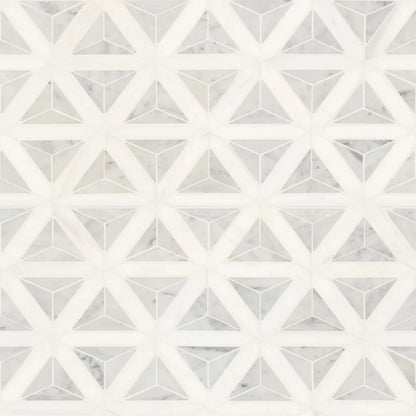 MSI Carrara White Geometric Polished Marble Mosaic Tile 12"x9.26"