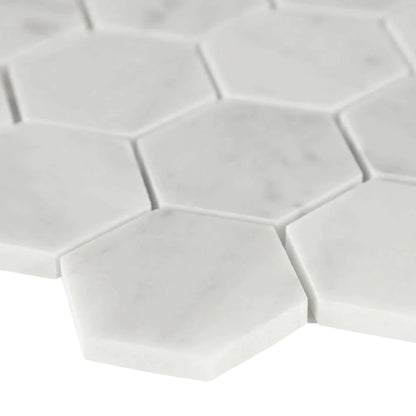 MSI Carrara White Honed Hexagon Marble Mosaic Tile 11.75"x12"