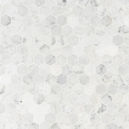 MSI Carrara White Honed Hexagon Marble Mosaic Tile 11.75"x12"