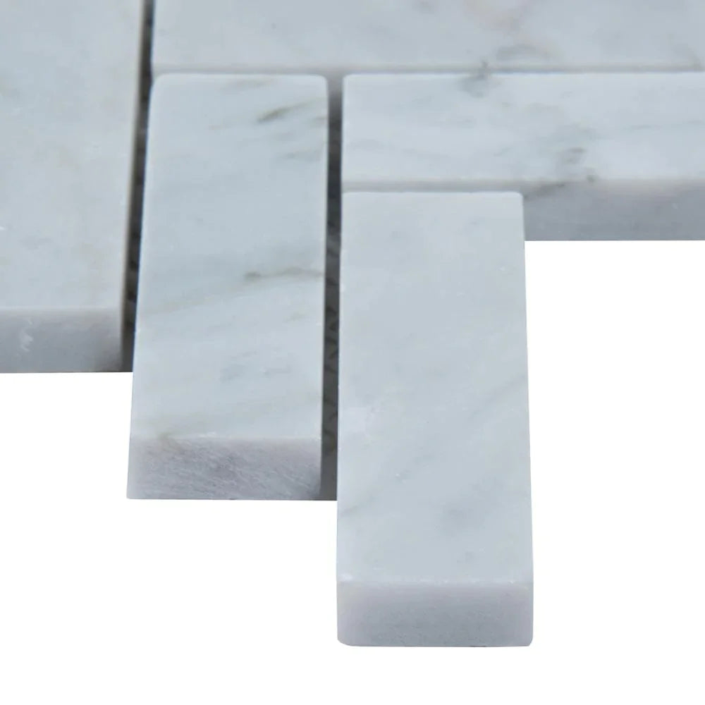 MSI Carrara White Herringbone Polished Marble Mosaic Tile 12"x12"