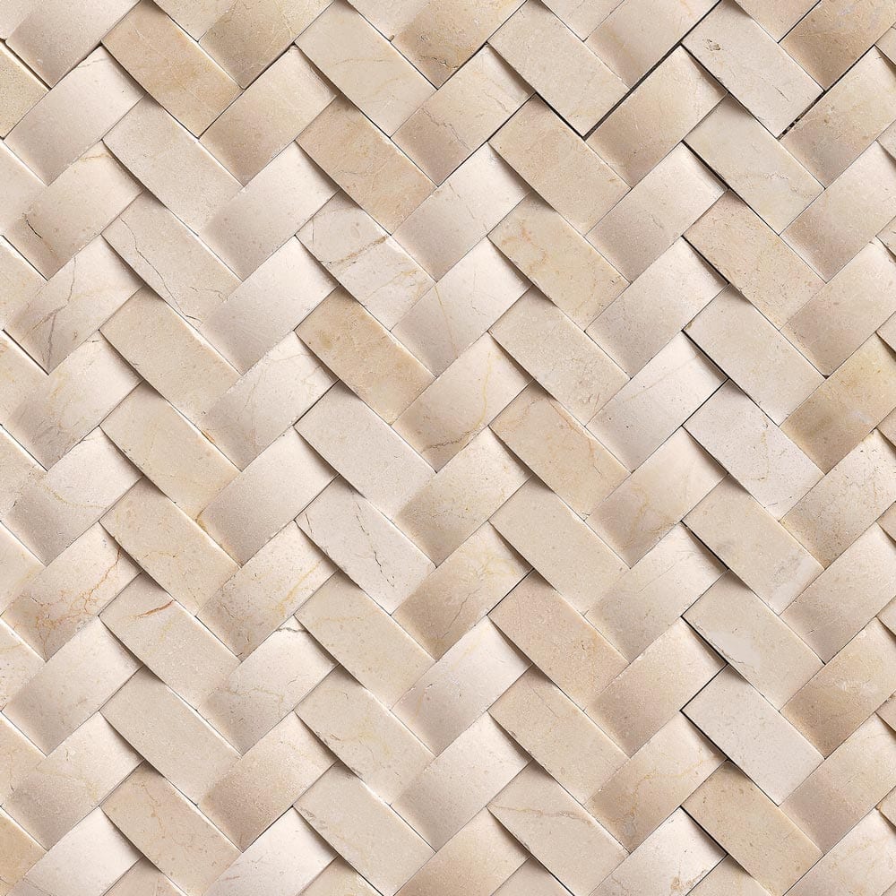 MSI Crema Arched Herringbone Polished Marble Mosaic Tile 12"x12"