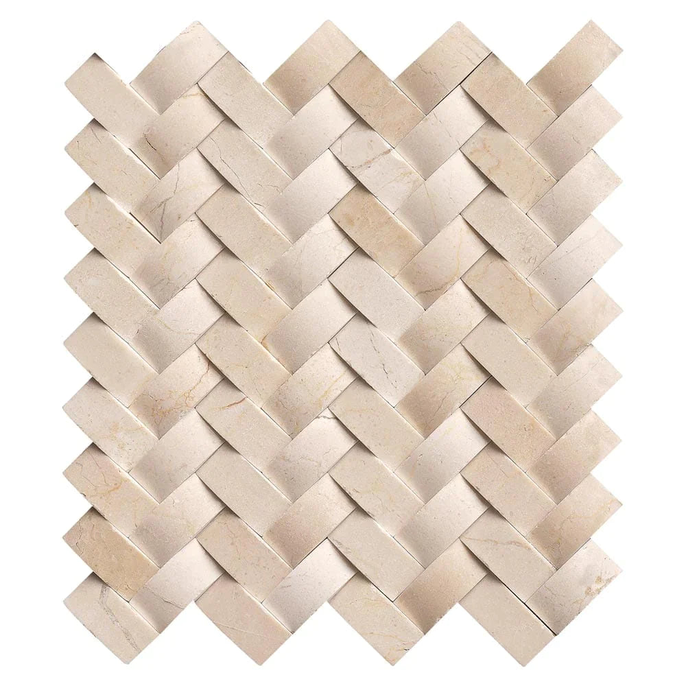 MSI Crema Arched Herringbone Polished Marble Mosaic Tile 12"x12"