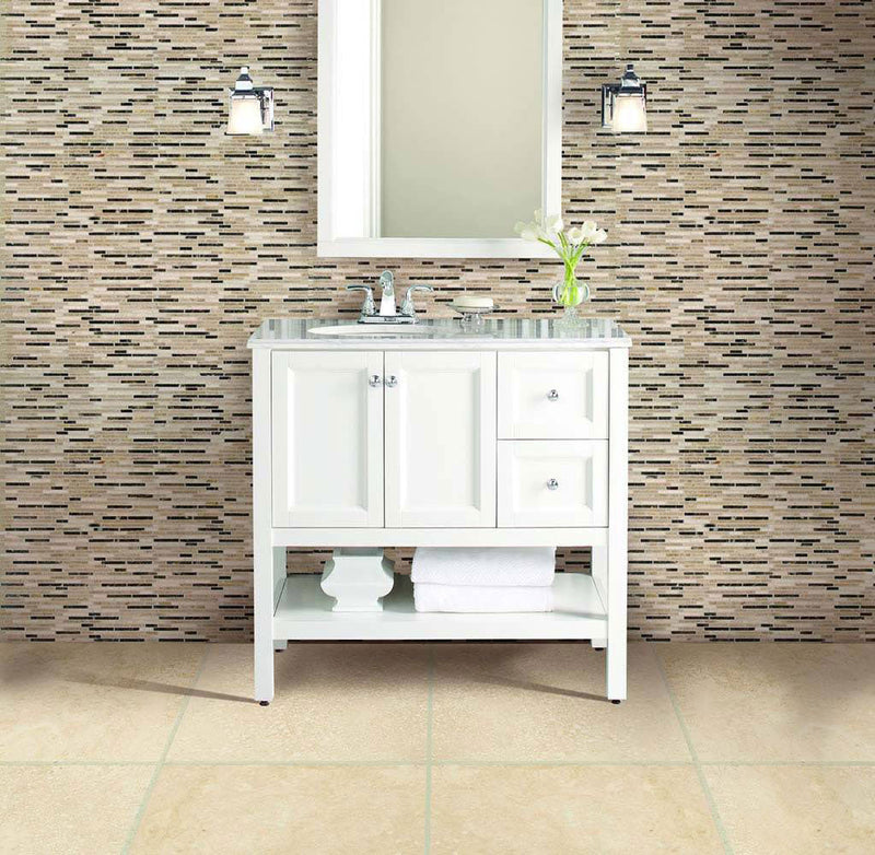 MSI Emperador blend bamboo 12 in x 12 in honed marble mosaic tile SMOT EMPBB BMP10MM roomscene 2