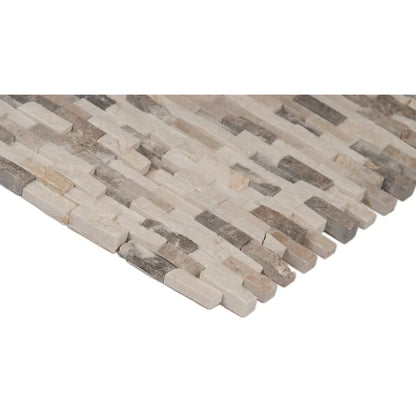 MSI Emperador blend split face 12X12 marble mosaic wall tile SMOT EMPB SFIL10MM edge view.