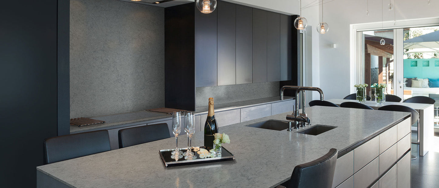 MSI Galant Gray® Premium Quartz Prefabricated Countertop - Island