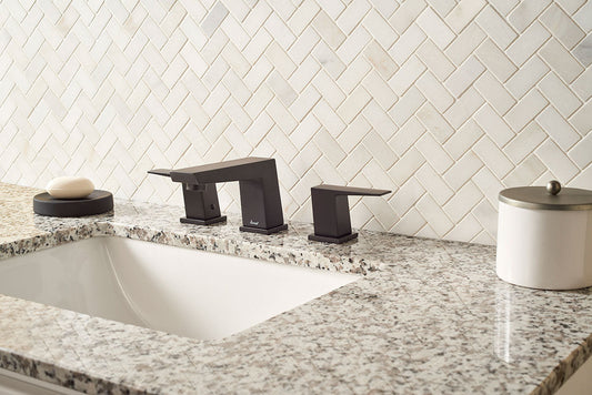 MSI Greecian white 1x2 inch herringbone pattern 11.63X11.63 polished marble mosaic tile SMOT GRE HBP roomscene 2