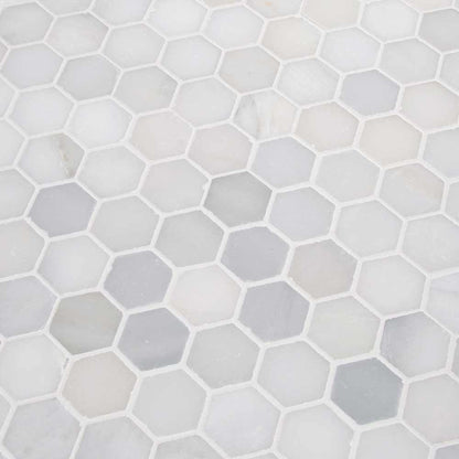 MSI Greecian white 2 inch hexagon 11.75X12 polished marble mosaic tile SMOT GRE 2HEXP angle view