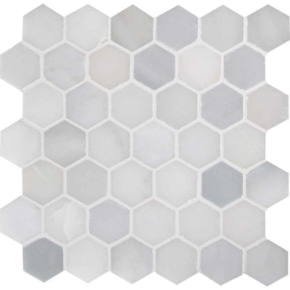 MSI Greecian white 2 inch hexagon 11.75X12 polished marble mosaic tile SMOT GRE 2HEXP tile top view