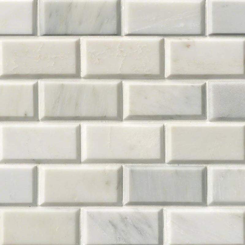 MSI Greecian white 2x4 beveled 12X12 polished marble mosaic tile SMOT GRE 2X4PB top view 2