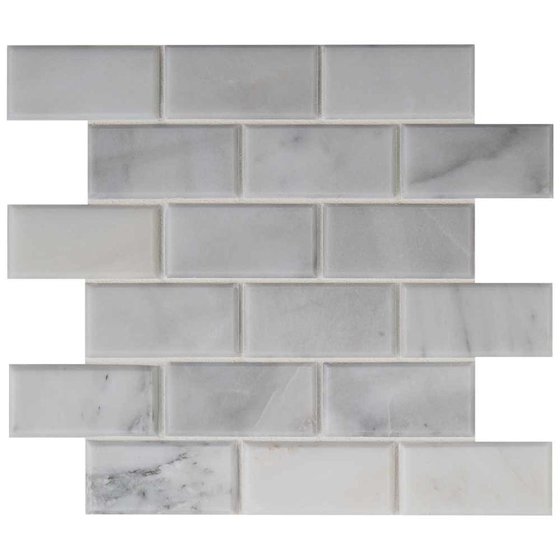 MSI Greecian white 2x4 beveled 12X12 polished marble mosaic tile SMOT GRE 2X4PB top view