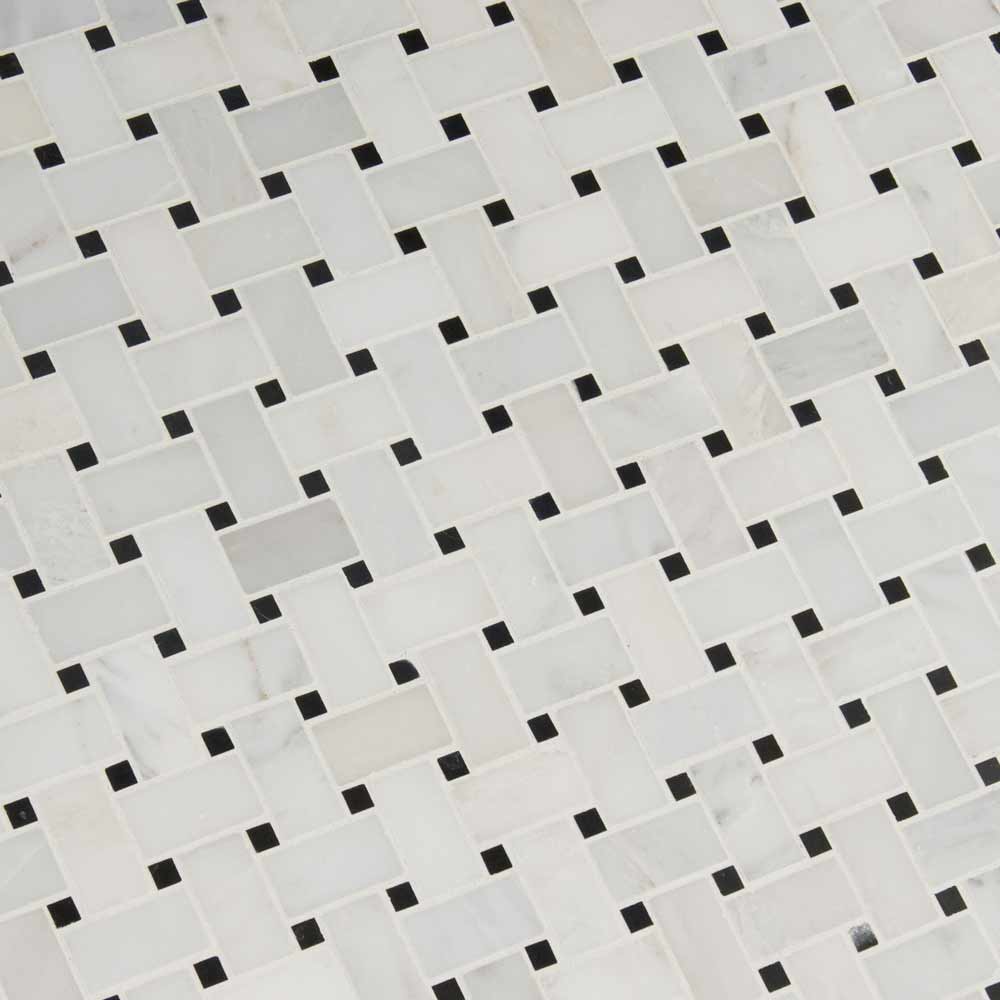 MSI Greecian white basketweave 12X12 polished marble mosaic tile SMOT GRE BWP angle view