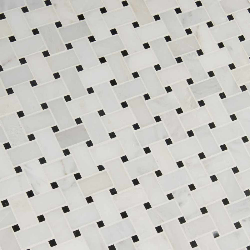 MSI Greecian white basketweave 12X12 polished marble mosaic tile SMOT GRE BWP angle view