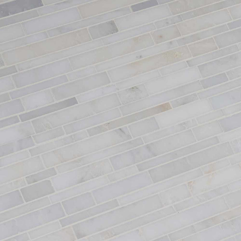 MSI Greecian white interlocking 12X12 polished marble mosaic tile SMOT GRE ILP10MM angle view