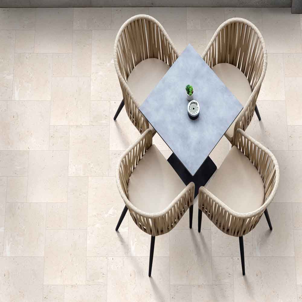 Mayra White Tumbled Limestone Antique Pattern Set Tiles - Full TruckLoad