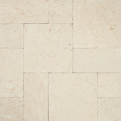 Mayra White Tumbled Limestone Antique Pattern Set Tiles - Full TruckLoad