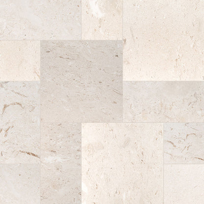 Mayra White Tumbled Limestone Antique Pattern Set Tiles - Full TruckLoad