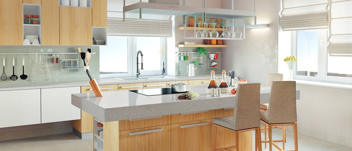 MSI Meridian Gray® Premium Quartz Prefabricated Countertop - Island