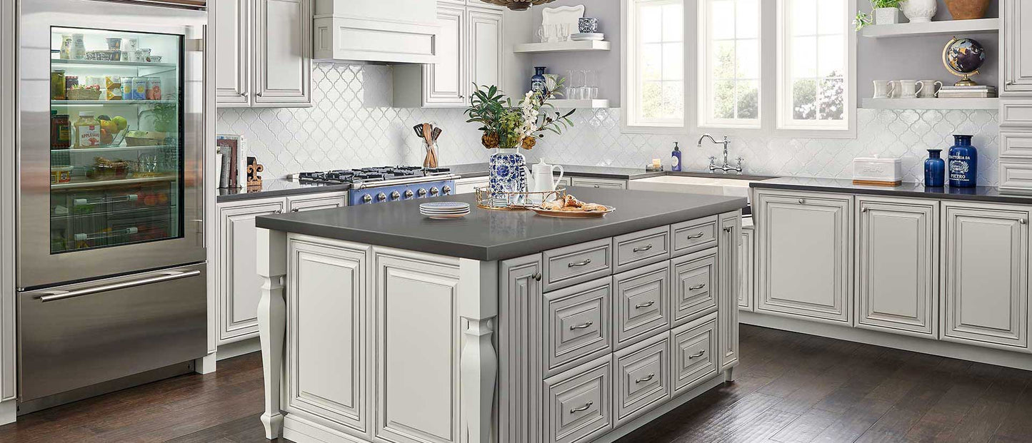 MSI Mystic Gray™ Premium Quartz Prefabricated Countertop - Island