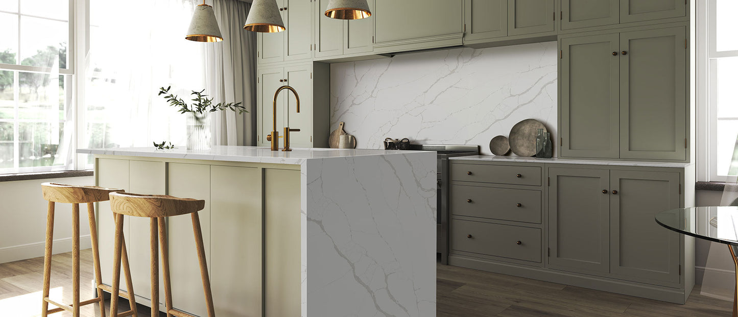 MSI New Calacatta Laza™ Premium Quartz Prefabricated Countertop - Island