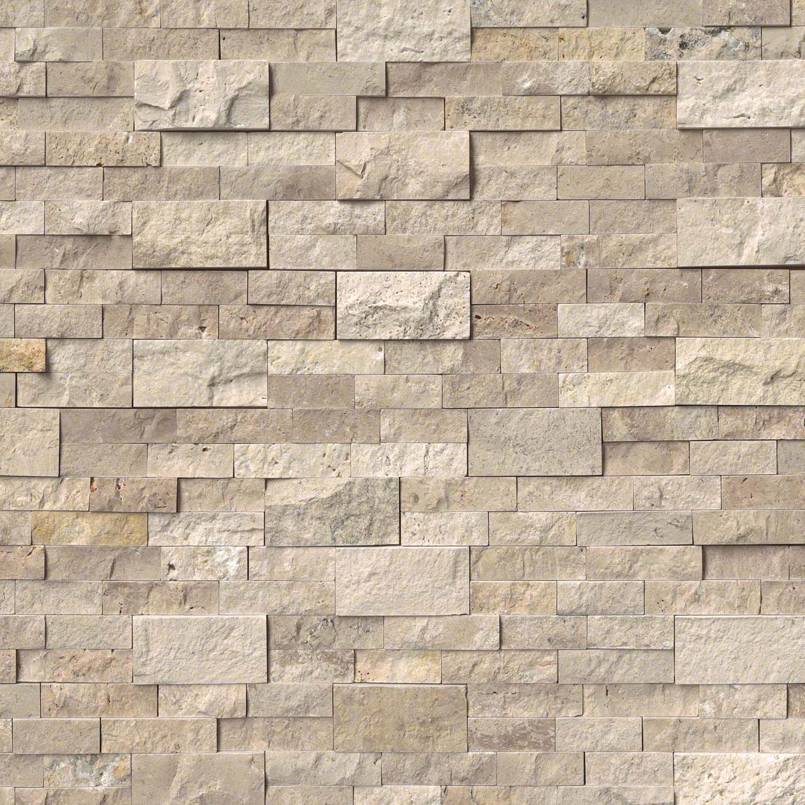 MSI Roman beige splitface travertine ledger panel 6X24 LPNLTROMBEI624 multi tiles top view