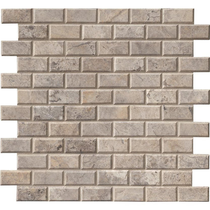 MSI Silver 12X12 honed travertine mesh mounted mosaic wall tile SMOT SILTRA 2x4HB