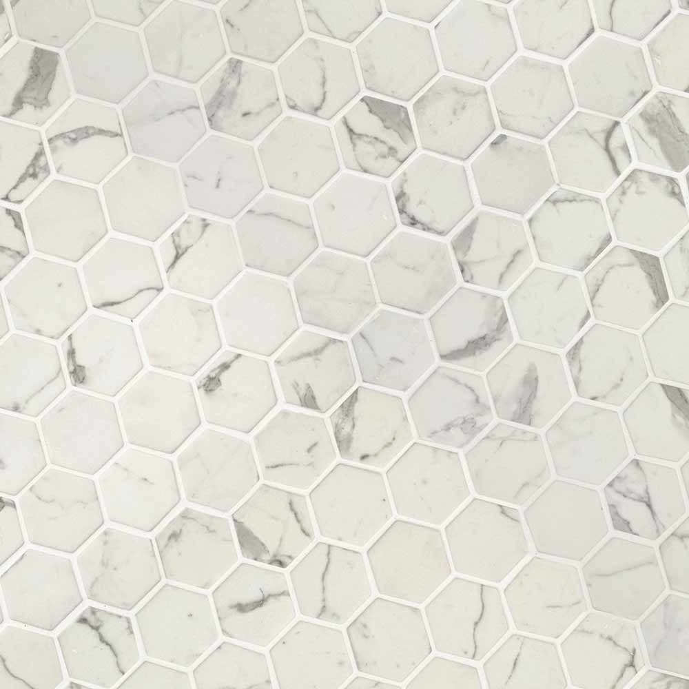 MSI Statuario Celano Hexagon Glass Mosaic Tile 11.02"x12.75"