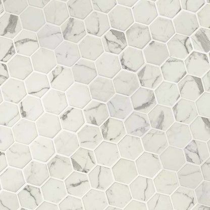 MSI Statuario Celano Hexagon Glass Mosaic Tile 11.02"x12.75"