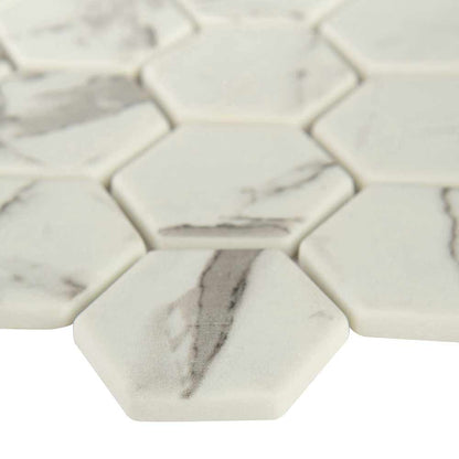 MSI Statuario Celano Hexagon Glass Mosaic Tile 11.02"x12.75"