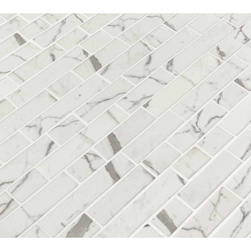 MSI Statuario Celano Interlocking Glass Mosaic Tile 11.81"x11.81"