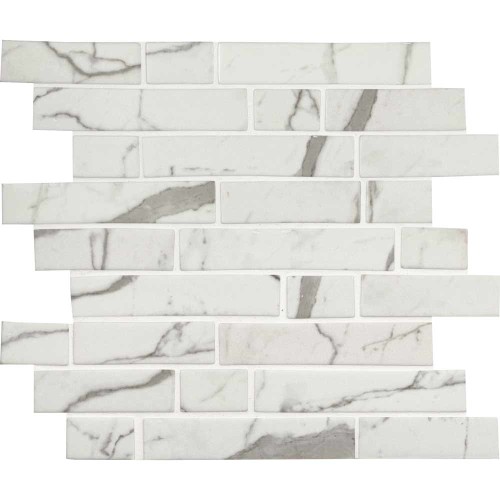 MSI Statuario Celano Interlocking Glass Mosaic Tile 11.81"x11.81"