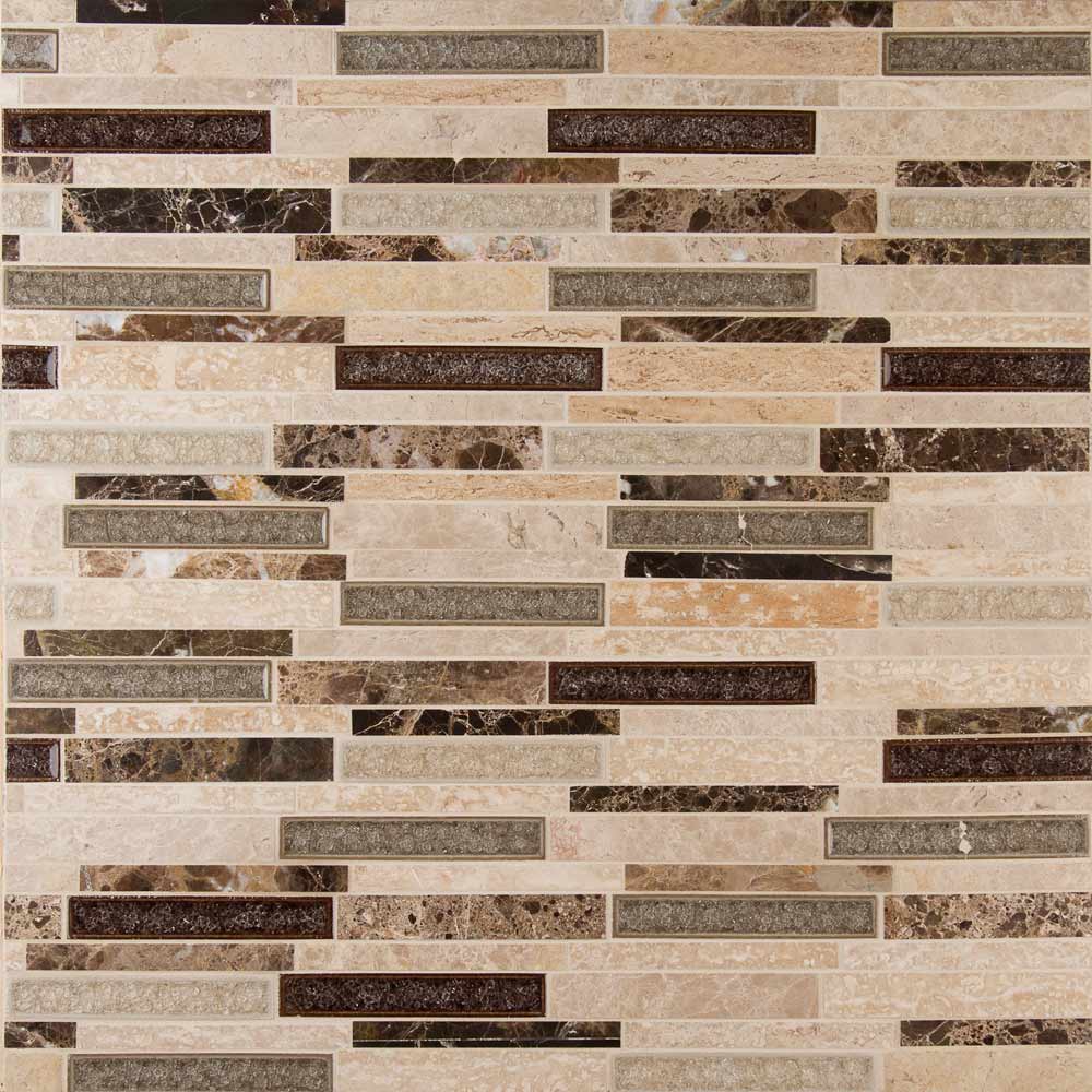 MSI Stonegate Interlocking Stone and Glass Blend Mosaic Tile 12"x12"