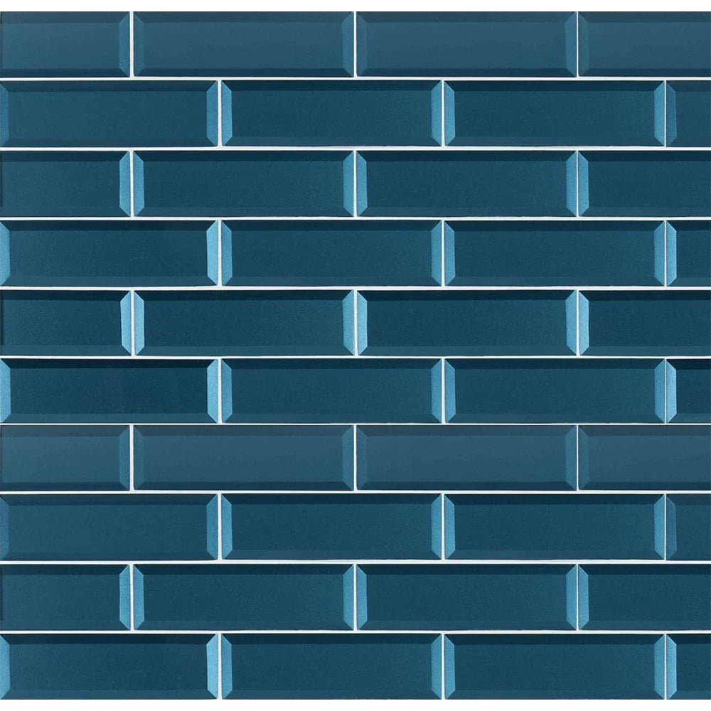 MSI Tahiti Blue Beveled Glass Subway Tile 2.5"x8"