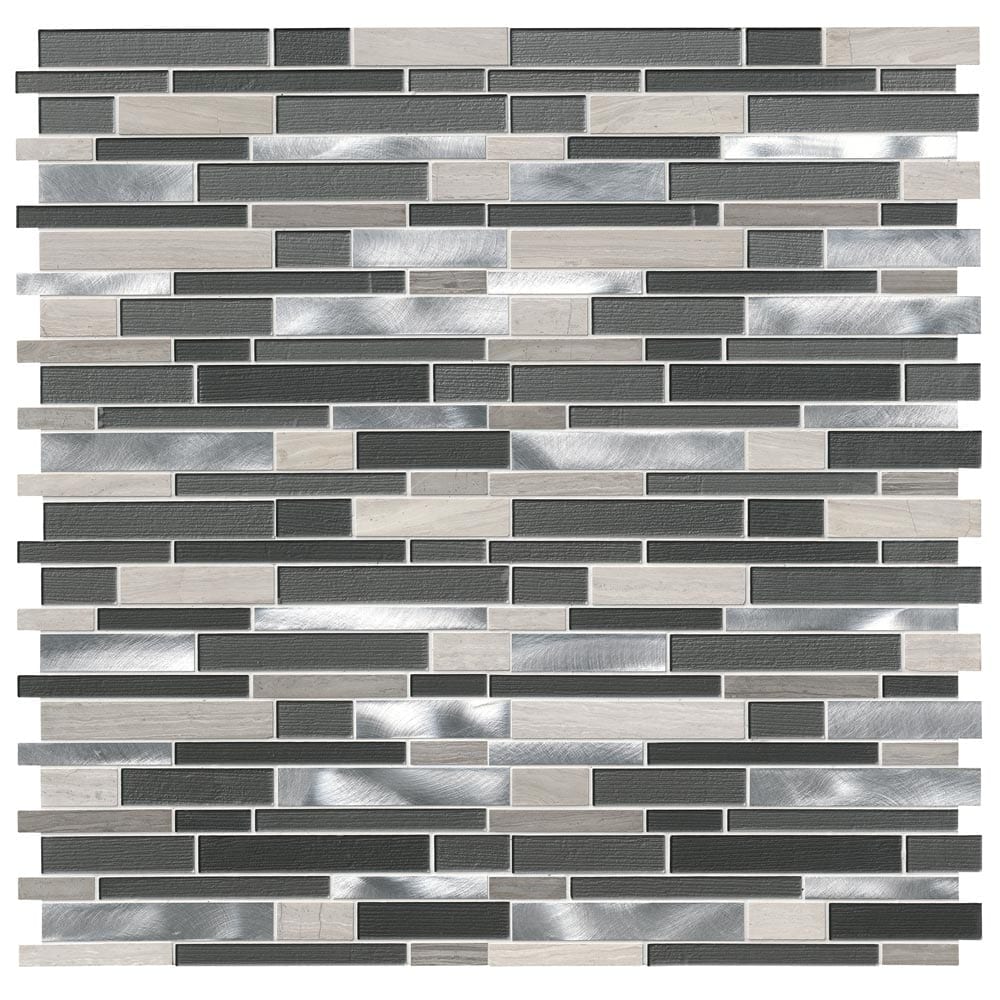 MSI Urban Loft Interlocking Stone Glass and Metal Blend Mosaic Tile 12"x12"