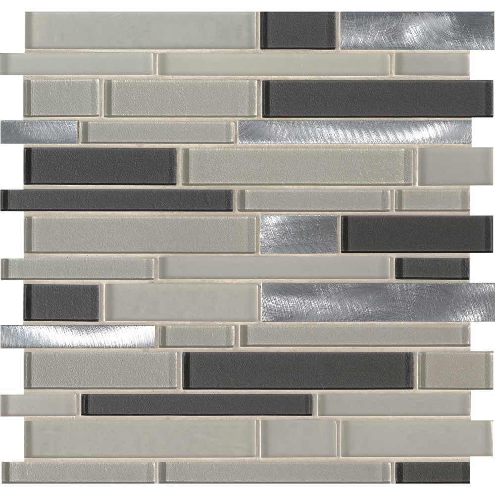 MSI Urbanka Interlocking Glass and Metal Blend Mosaic Tile 12"x12"