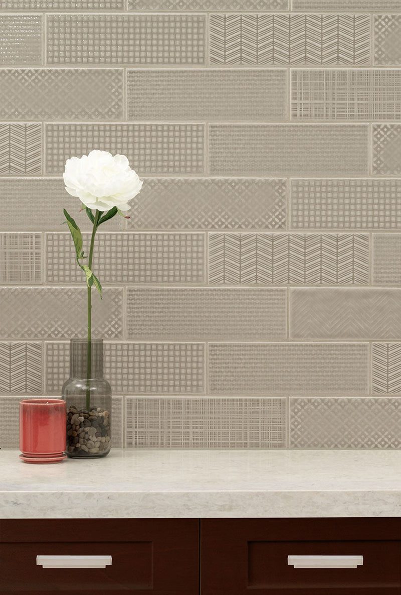 MSI Urbano Concrete 3D Mix Glossy Ceramic Subway Tile 4"x12"