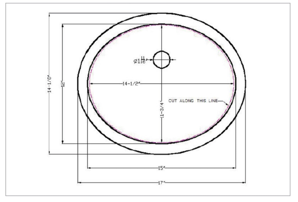 MSI Vanity oval porcelain sink SIN POR UNDOVLWHT 1512 draw