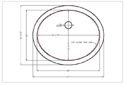 MSI Vanity oval porcelain sink SIN POR UNDOVLWHT 1512 draw