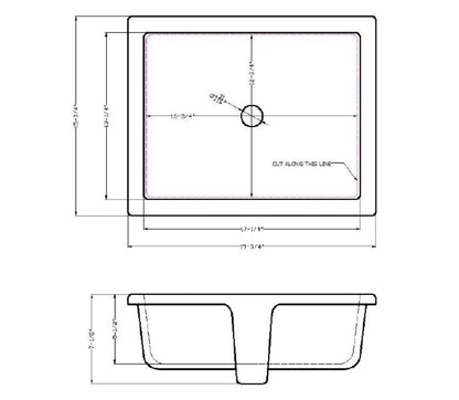 MSI Vanity rectangle flat porcelain sink SIN POR VURWH 2015FL draw