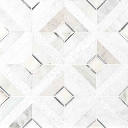 MSI Verona Silver Stone and Metal Blend Mosaic Tile 11.85"x11.85"