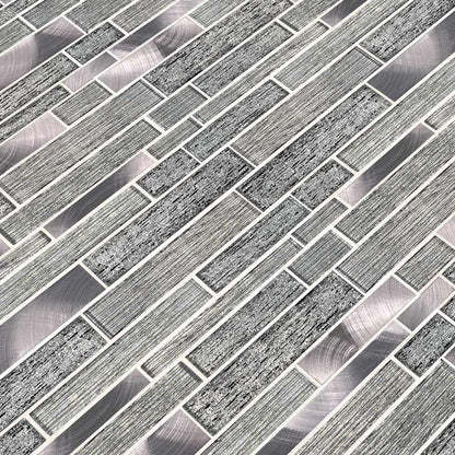 MSI Volcanic Luxe Interlocking Glass and Metal Blend Mosaic Tile 11.61"x11.73"